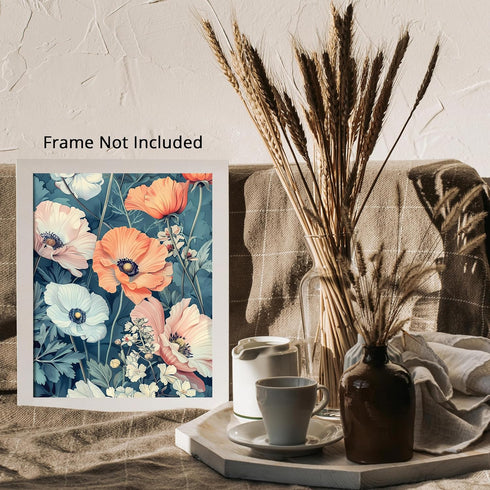 Posterizer 1 pcs-pastel dainty white and coral flowers-Floral & Botanical Art-Abstract & Modern Art-Decor for Home & Office- UNFRAMED Wall Art...