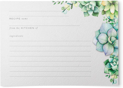 48 Succulents Recipe Cards, 4x6 in, Water Resistant...