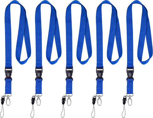 Wisdompro Office Lanyard, 5pcs 23 inch Polyester Neck Strap with Oval Clasp and Detachable Buckle for Phones, Camera, USB, Key, Keychain, ID Name ...