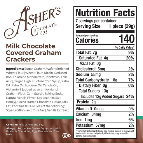 Asher's Chocolates Company, Chocolate Covered Graham Crackers, Made From the Finest Kosher Chocolate, Small Batches, Family Owned Since 1892 (7.15...