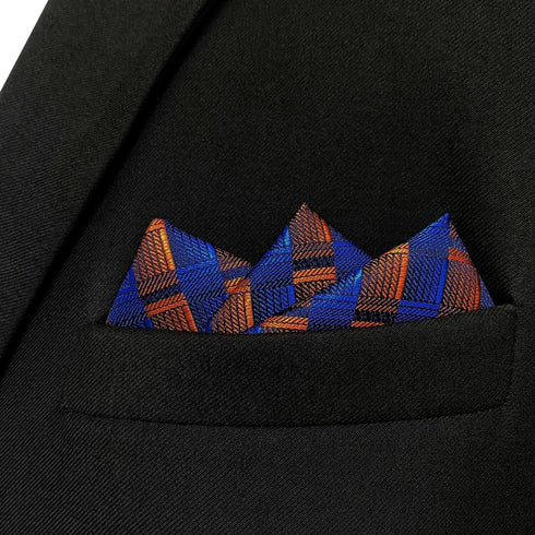 S&W SHLAX&WING Ties for Men Blue Copper Necktie Set with Pocket Square Mens Gift...