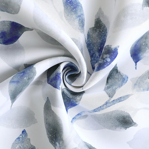Valance for Windows Watercolor Leaves Print Rod Pocket for Kitchen 52 x 14 Inches, Blue/Gray...