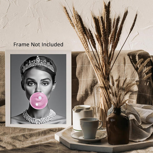 Posterizer 1 pcs-black and white fun retro modern art-pink bubblegum 3-Retro Art-Comedy Art-Gifts for Women- unframed wall art...