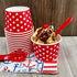 12 Ounce Disposable Paper Treat Cups Ice Cream Bowls -Plastic Spoons - Paper Straws - Ice Cream Sundae Kit for 24 - Blue, Pink, Orange, Yellow, Gr...
