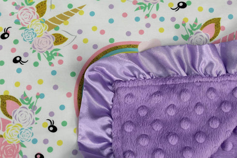 Dear Baby Gear Baby Blankets, Glitter Unicorn Pastel Rainbows, Lavender Minky, 32 Inches by 32 Inches...