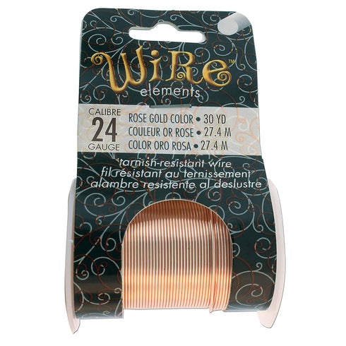The Beadsmith Wire Elements 24-Gauge Lacquered Tarnish-Resistant Copper Wire for Jewelry Making, 30 Yard, 27.43 Meter Spool (Rose Gold)...