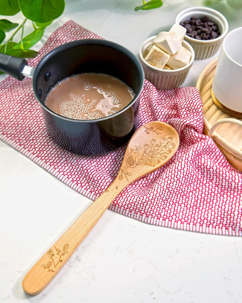 Talisman Designs Laser Etched Beechwood Mixing Woodland Peacock Design | Natural Wood Spoon, Decorative Wooden Utensils...