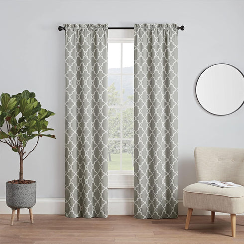 PAIRS TO GO Vickery Modern Decorative Rod Pocket Window Curtains for Bedroom or Living Room (Double Panel), 28" x 63", Gray...