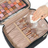 NISHEL Large Double Layer Travel Makeup Bag Women, Large Cosmetic Case, Organizer for Travel-Size Accessories Bottles, Brushes, Conditioner, and S...