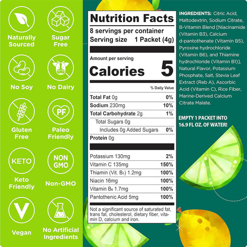 Stur Electrolyte Hydration Powder | Lemon Lime | High Antioxidants & B Vitamins | Sugar Free | Non-GMO | Daily Hydration & Workout Recovery | Keto...