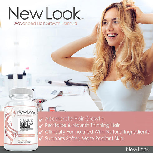 New Look Hair Growth Support Vitamins for Women and Men | Clinical Strength Supplement for Hair Loss | Supports Thicker, Fuller Hair with Biotin -...