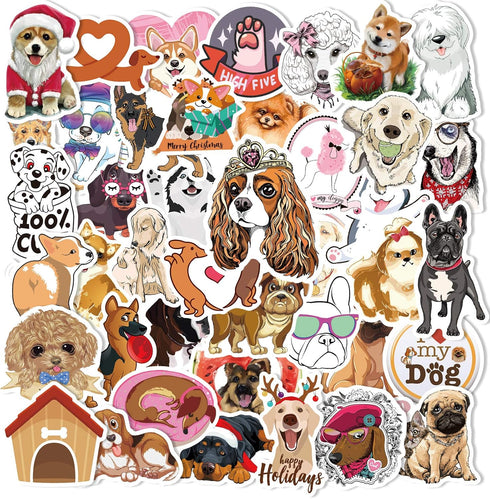 80 Pcs Cute Vinyl Dogs Stickers Pack, Water Bottles Luggage Laptop Skateboard Puppy Stickers Waterproof Vinyl Sticker Decals for Adults Kids Teens...