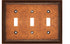 Raised Pearls Decorative Wall Plate Switch Plate Outlet Cover (Triple Toggle, Sponged Copper)...