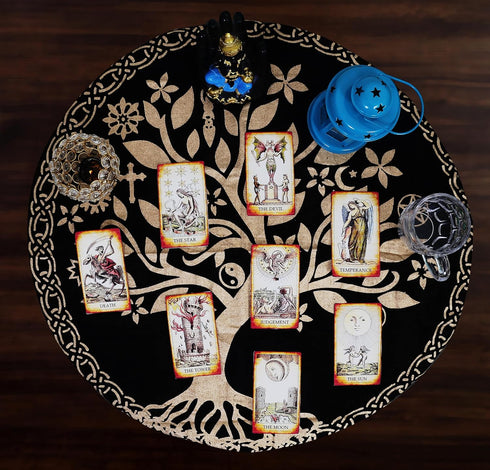 Indian Consigners Altar Cloth Alter Tarot Witchery Square 18" Celtic Tree of Life Wica Spread Decor...