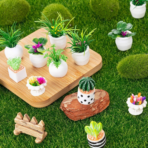 26Pcs Miniature Potted Plants, Mini Artificial Plants, 1:12 Scale Doll House Accessories, Suitable for Dollhouse Decoration, Christmas Birthday Gi...