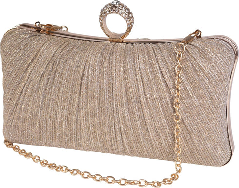 Clutch Purses for Women Glitter Crossbody Purse Pleated Evening Bag with Rhinestone Clutches for Party Wedding Prom...