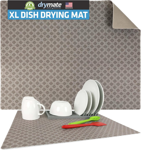 Drymate XL Dish Drying Mat, Oversized (19”x24”), Low-Profile, Super Absorbent, Quick Dry Fabric, Waterproof & Slip-Resistant, for Kitchen Counter,...