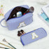 Makeup Bag for Women - Monogram Cute Initial Blue Makeup Bag Cosmetic Toiletry Pouch Make Up Case for Women Her Best Friend Friendship Sister Teac...