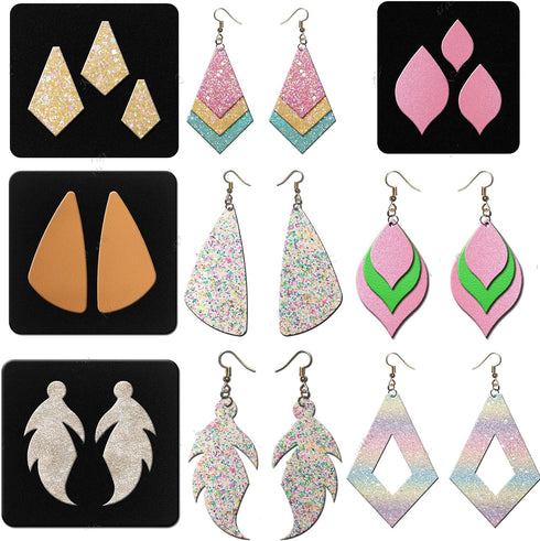 9Pcs Set Die Cuts - Earring Drop Tassel Teardrop Diamond Flower Leaf Feather Earring Cutting Dies for Card Making, Leather, Paper, DIY Crafts...