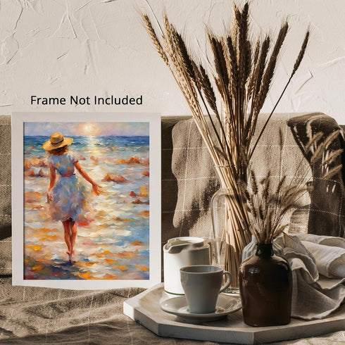Posterizer 1 pcs- sea and beach themed oil painting style print 20-Landscape & Nature Art-Floral Botanical Art- Decor for Home & Office- unframed ...