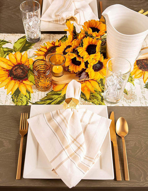 DII Table Top Décor Collection Spring & Summer Table Runner, 14x108, Rustic Sunflowers Print...