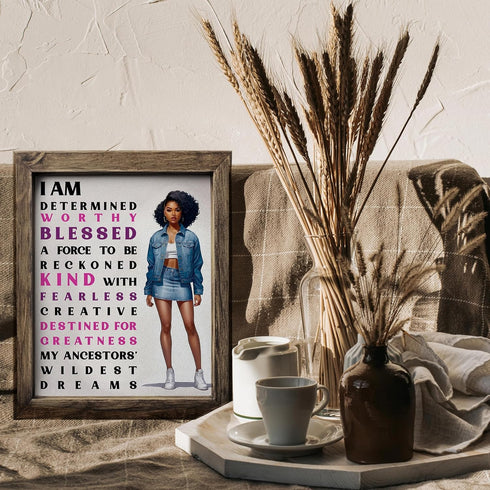 Posterizer 1 pcs-Ethnic African American Women-Positive Quote-Afro-American Art Collection-Inspirational Women's Art-decor for Girls, Teens Bedroo...