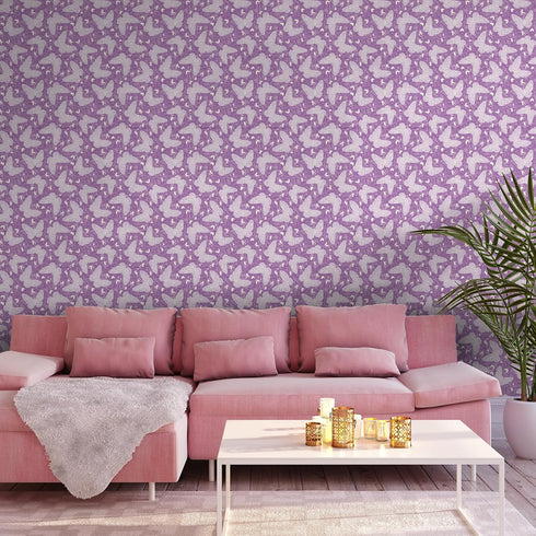 Purple Butterfly Floral Wallpaper Peel and Stick Violet Flower Wallpaper Removable Temporary DIY Contact Paper for Cabinet Drawer Bedroom Girls Ro...