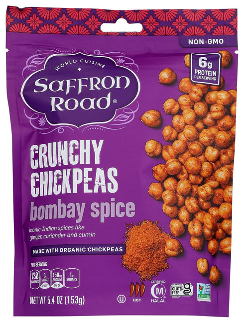 Saffron Road Bombay Spice Crunchy Chickpea Snack, 6oz - Gluten Free, Non-GMO, Halal, Kosher, Vegan...