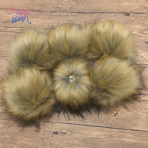 Furryvalley Faux Fur Pompom 6pcs DIY Crafts Fluffy Balls for Hat Shoes Scarves with Snap Fastener Removable Knitting Hat Horse Riding Hat Silk Acc...