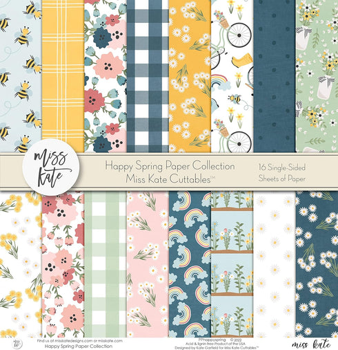 Pattern Paper Pack - Happy Spring - for Easter Scrapbook Premium Specialty Paper Single-Sided 12"x12" Collection Includes 16 Sheets - by Miss Kate...