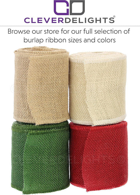 CleverDelights 4" Ivory Burlap Ribbon - Wired Edges - 10 Yards - Jute Burlap Fabric Ribbon...