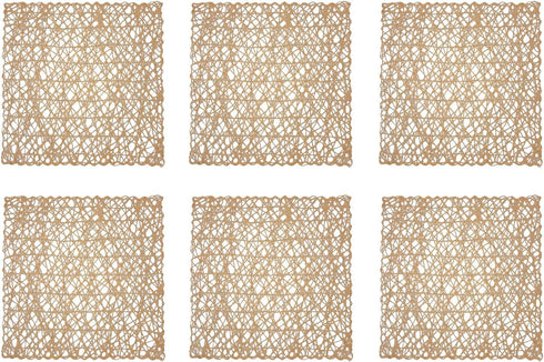 DII Woven Paper Tabletop Collection Holiday or Event Décor, Square Placemat Set, 16x16, Taupe, 6, Piece...