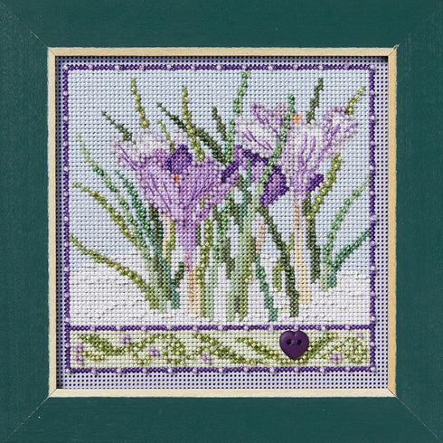 Mill Hill Crocuses Beaded Counted Cross Stitch Kit Buttons & Beads 2024 Winter Series MH142436, 5.25" x 5.25", Multi...