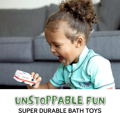 Mold Free Bath Toys for Babies and Toddlers, Car No Hole Bath Toys, Non Squirting Bath Toys no Mold for Tub, Beach, Pool, BPA-Free, Safe, Fun Infa...