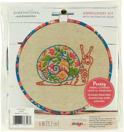 Dimensions Snail Animal Embroidery Starter Kit for Beginners, 6" Diameter, 5 Piece......