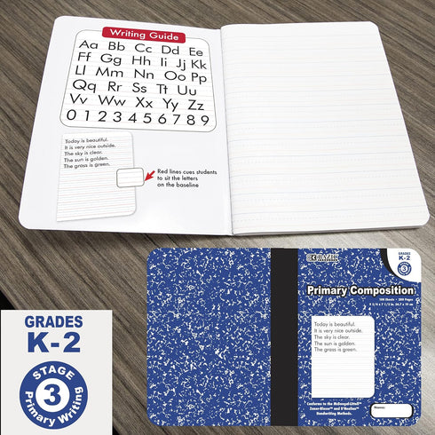 BAZIC Primary Journal Composition Book Blue Marble, 100 Sheet Writing Grades K- 2 Notebook Journal Comp Notebooks for Kindergarten Kids School, 1-...