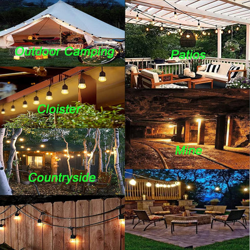 Outdoor LED String Lights, Pendant Light Cord with 2 Pendant Sockets, Patio Light String, Waterproof Reusable, 6.6ft E27 Pendant Light Kit No Bulb...