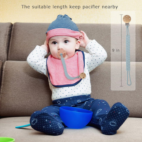 2 Pack Pacifier Clips for Baby Boys and Girls, One-piece Silicone Pacifier Chain with Clip for Binky, Teether Toys, BPA free, Flexible and Durable...
