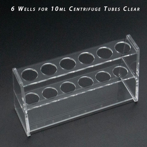 Acrylic Test Tube Holder Rack for 10ml Centrifuge Tubes Clear?Holds 13-16mm Tubes (10ml, 6 Wells)...