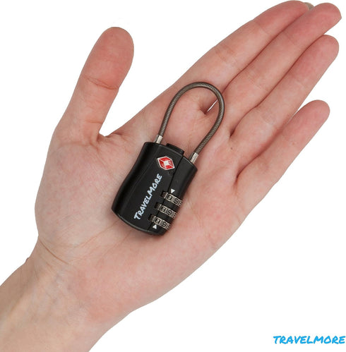 2 Pack TSA Approved Travel Combination Cable Luggage Locks for Suitcases & Backpacks - Black...