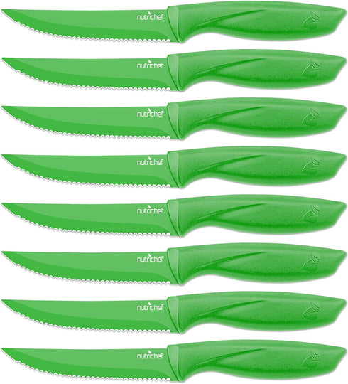 8 Piece Kitchen Knife Set - Multi-purpose Unbreakable Ergonomic Non-stick Stainless Steel Kitchen Steak Knives Set with Fully Serrated Blades - Gr...