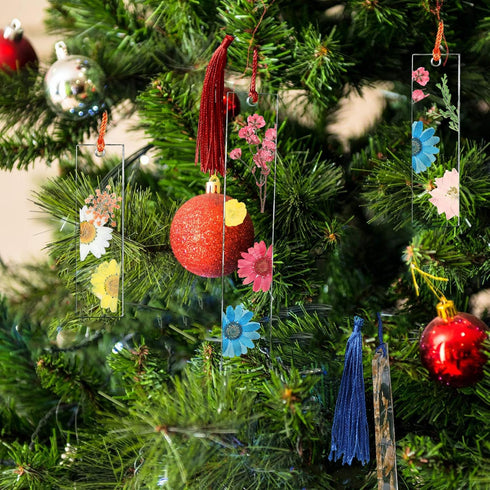 FEBSNOW 20PCS Bookmark Resin Mold Set, 10PCS Bookmark Epoxy Casting Molds, 10PCS Tassels and 1 Pack of Dried Flowers for DIY Bookmark Making...