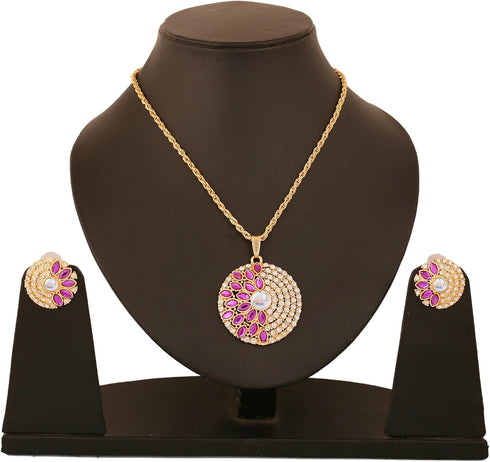 Touchstone gold tone Indian bollywood marquise shaped faux amethyst Kundan look jewelry pendant set...