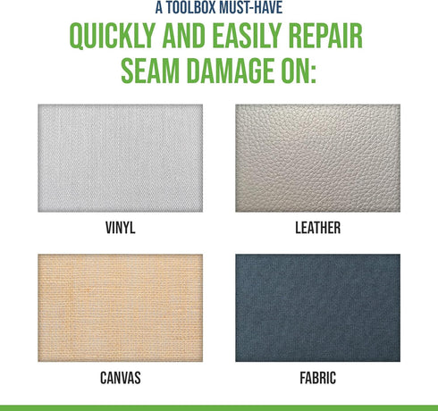 Finyl Fix Seam Stitch Repair Kit | Restore Seam Damage on Vinyl, Fabric, Leather, Heavy Canvas on Car/Boat Seats, Furniture, Clothes | Vinyl Repai...