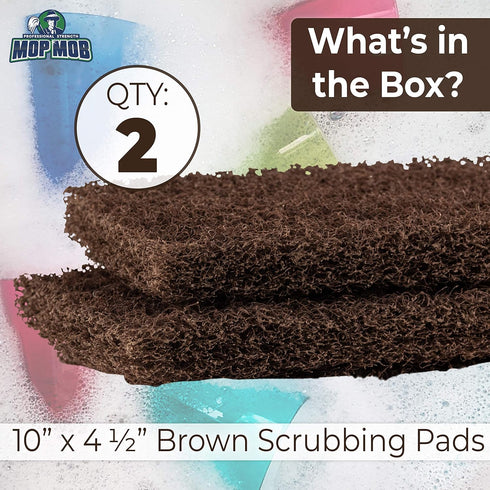 Heavy Duty XL Brown Scouring Pad 2 Pack. 10 x 4.5in Large Multipurpose Nylon Scrubbing Sponges. Clean Bathrooms, Kitchens, Counters and Floors to ...