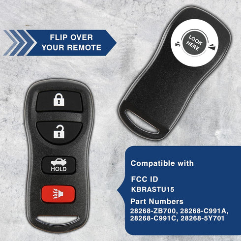 KeylessOption Key Fob for 2002 2003 2004 2005 2006 2007 2008 2009 2010 2011 2012 2013 2014 2015 2016 2017 Nissan Altima Maxima Sentra Infiniti Rem...