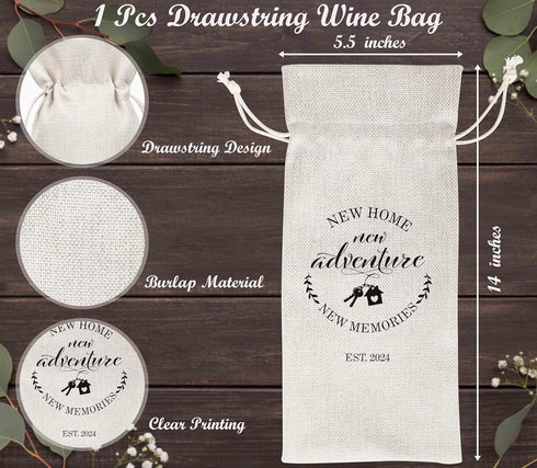 Housewarming Gift Wine Bags, Personalized Burlap Wine Bottle Cover Bag for First New Home House Homeowner, Realtor Gift to Clients, Wine Gift for ...