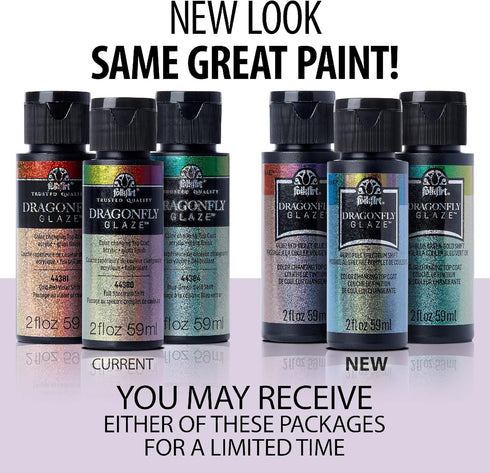 FolkArt Multi-Surface Dragonfly Glaze Multi-Surface Paint (2 oz), 44382, Red-Violet-Blue...