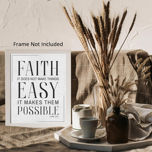 Posterizer 1 pcs-Faith It Does Not Make Things Easy Luke 1: 37 Bible verse-Religious Posters-Quotes and Poems-Gifts for Christians- UNFRAMED Wall ...
