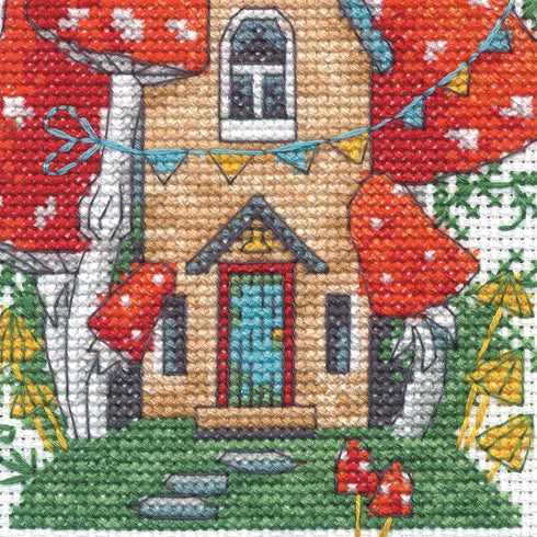 Dimensions Forest House Counted Cross Stitch Kit for Beginners, 5" x 7", 14 Cnt. White Aida 4 pcs...
